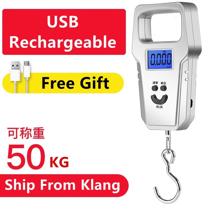 50kg LCD Electronic Digital Pocket Luggage Weight Scale hook electronic