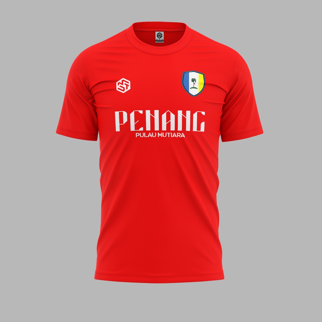 [READY STOCK] Pulau Pinang Pulau Mutiara Jersi Red/White - Jersey Roundneck