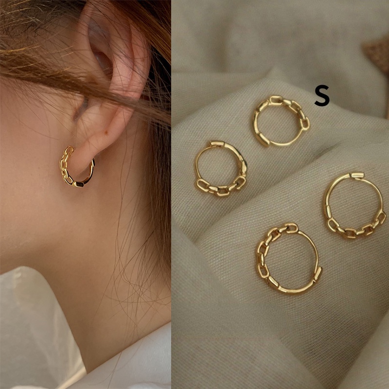 S925 Sterling Silver Earrings Chain Ear Buckle Ear Studs Plain Earrings for Women Girls