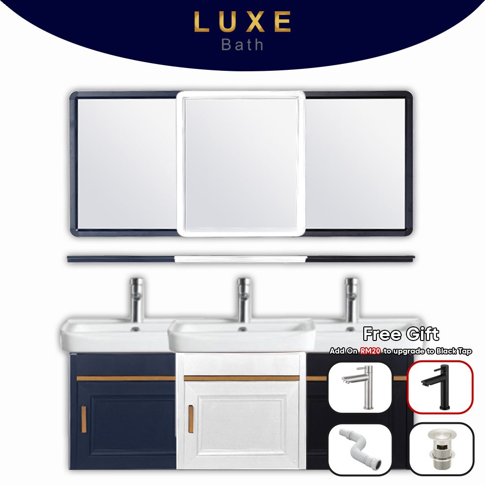 LUXE Bath Aluminum Bathroom Basin Set Ceramic Sink with Mirror