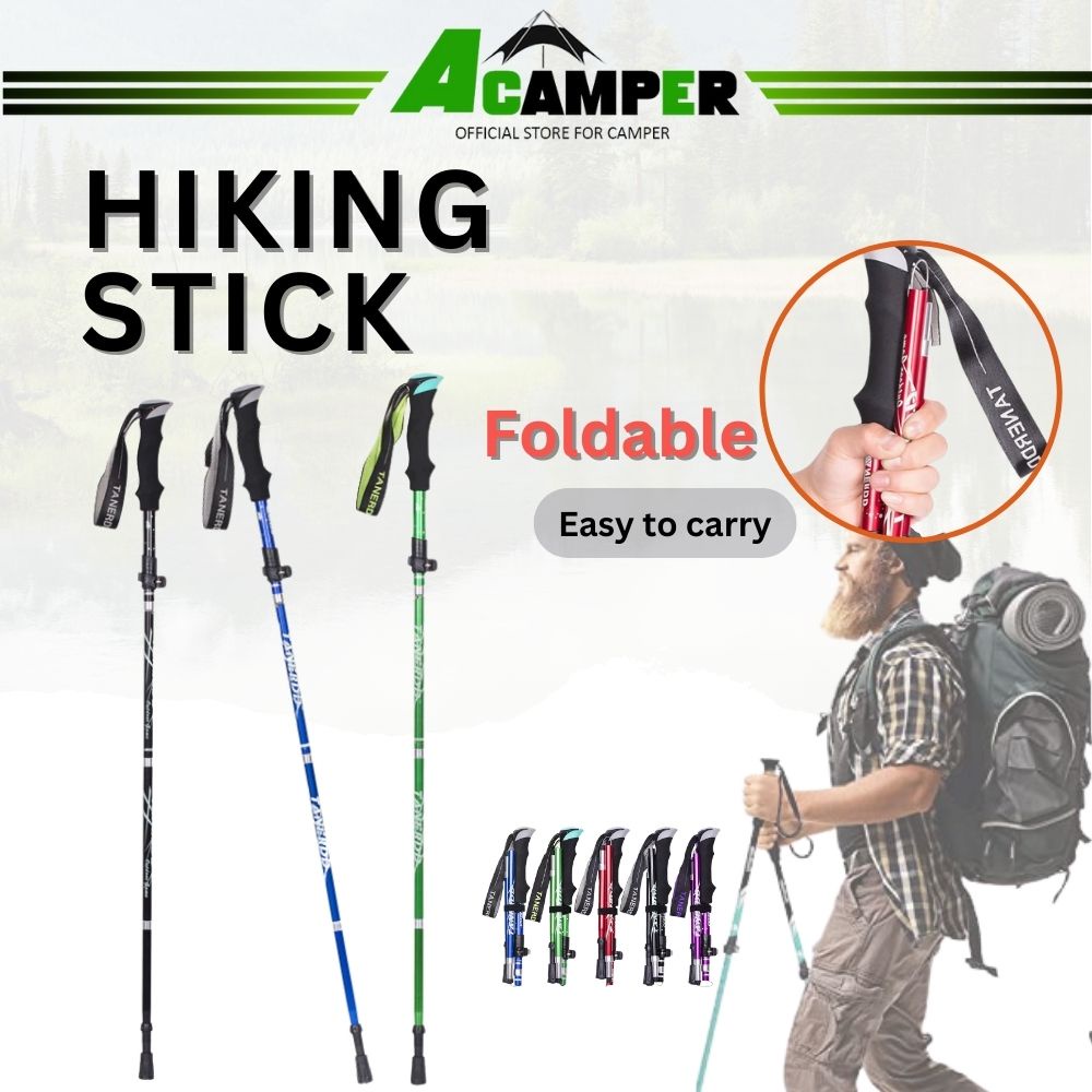 Hiking Stick Adjustable Walking Stick Tongkat Hiking Gunung Tracking Pole Leg Support Hiking Stick Foldable Hiking Pole