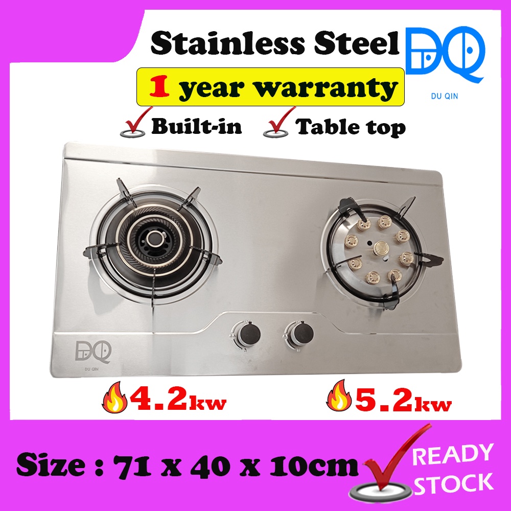 Du Qin Stainless Steel Built in Gas Stove Dapur Gas Masak Stainless