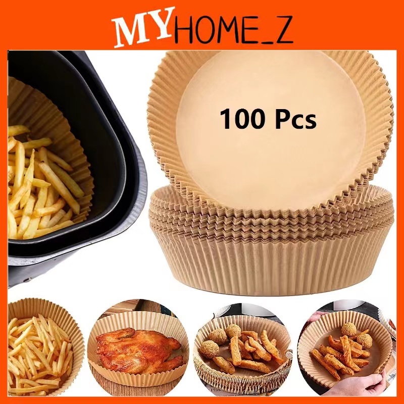 MYHZ_ 100pcs 20cm Air Fryer Disposable Baking Papers Non-Stick Steamer Round Parchment Paper Liners Kitchen Accessories