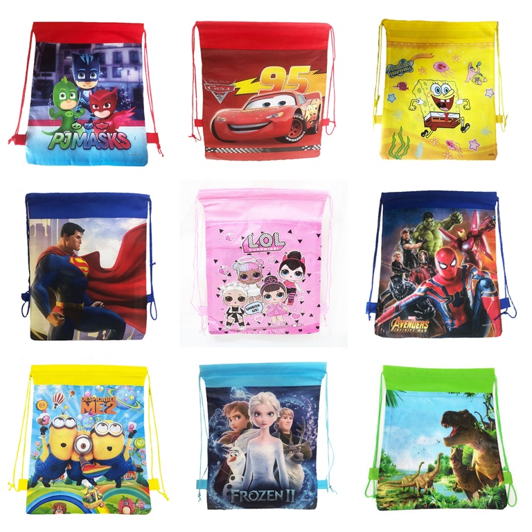 【SpendWithJoy】Non-woven Fabric Drawstring Backpack Kids Birthday Loot Goodies Bag Birthday Gift Drawstring Bag Party Bag