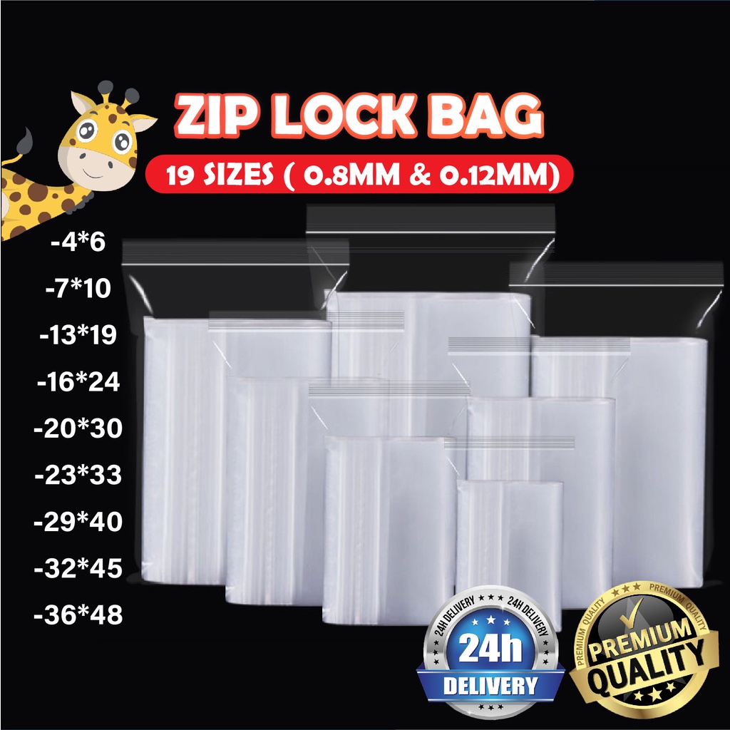 Zip Lock Plastic Bag Extra Thick (0.08mm & 0.12mm) Self Seal Clear Transparent Zipper Bag Ziplock Packaging Plastik 自封袋