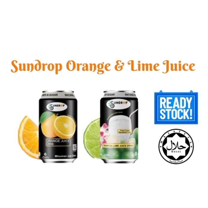 Sundrop Orange juice & lime juice drink jus air oren & jus limau tin