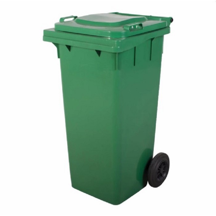 120L Large Garbage Bin with Wheels/ Green Garbage Bin outdoor/ Tong ...