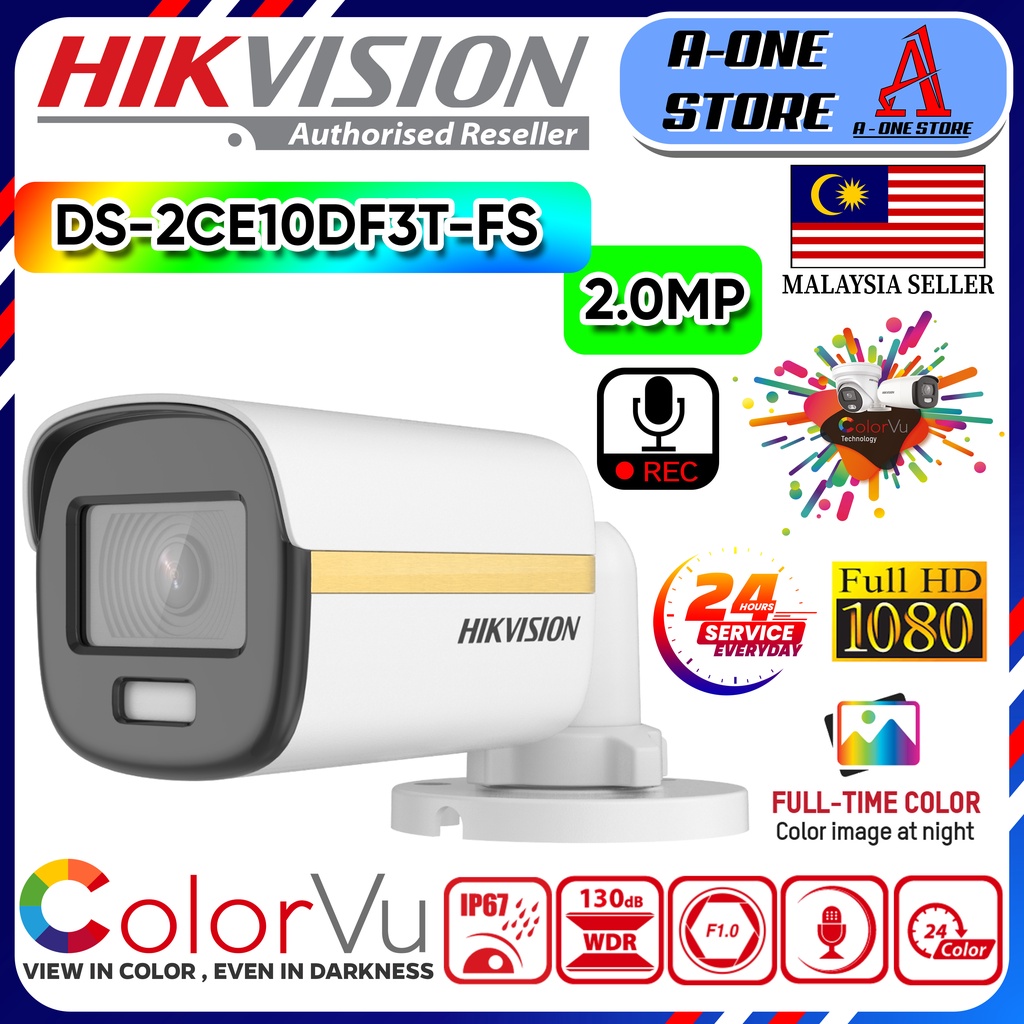 Hikvision Colorvu Audio 2mp 1080p Full Hd Outdoor Bullet Tvi Camera Hik