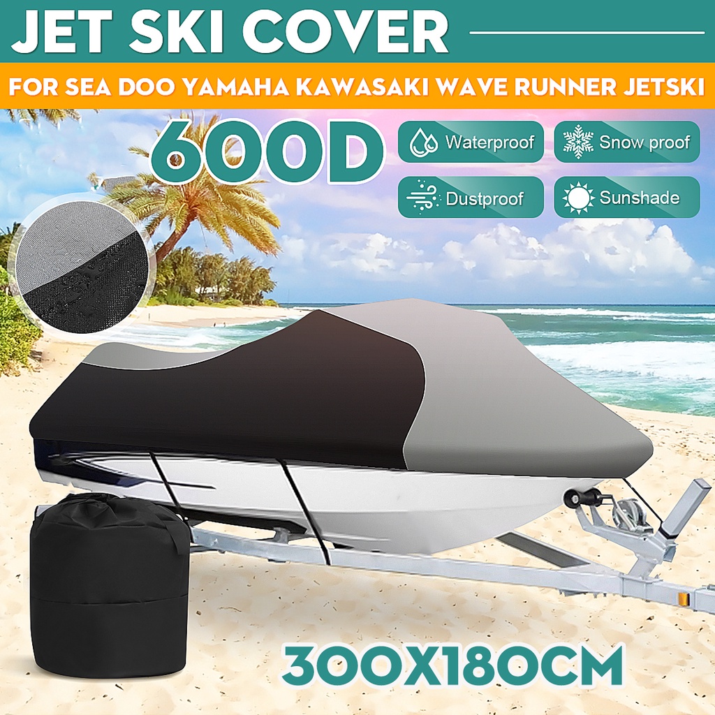 Jet Ski Trailerable Boat Cover 600D Waterproof Anti Snow Sun Watercraft Motorboat Cover For Seadoo Bombardier PWC 360x25