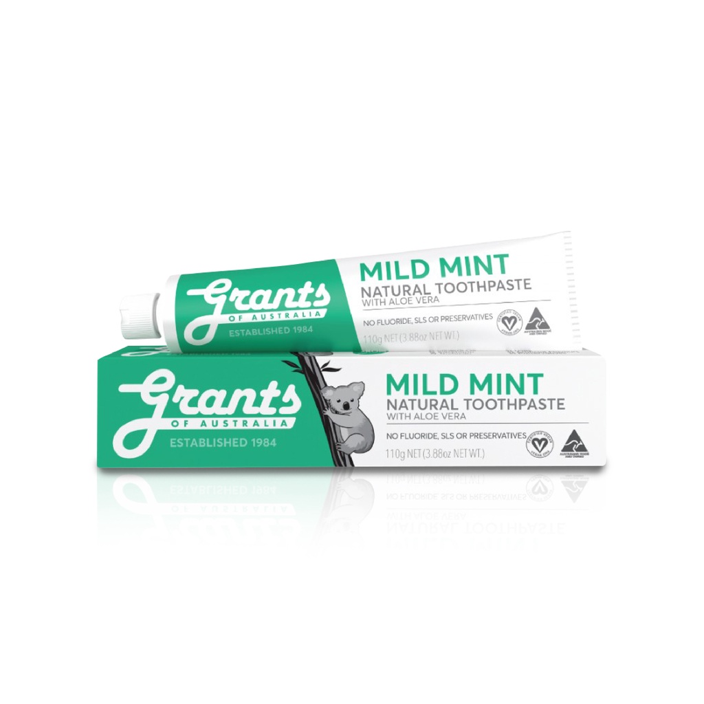 Grant's Mild Mint Natural Toothpaste with Aloe Vera Soothing 110g, Fresh Breath, Reduce Plaque, Sensitive Gums & Teeth