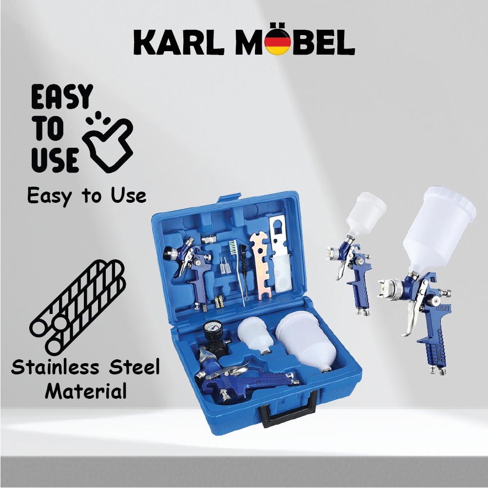 Spray paint gun Penyembur cat kereta H827 + H2000 HVLP Car painting kit 2 in 1 box set Pressure