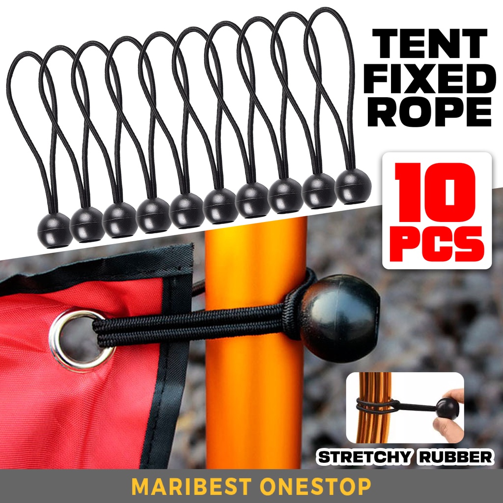 10pcs Camping Canopy Fixed Elastic Rope Bungee Cord Camping Rope Tensioner Rope Buckle Elastic Cord Ball Binding Tie