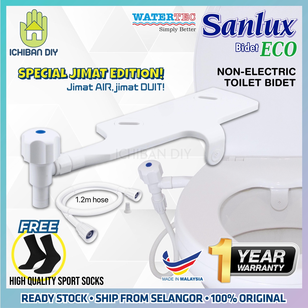 WATERTEC Sanlux Bidet Eco Kit NonElectric Toilet Bidet Air Mangkuk