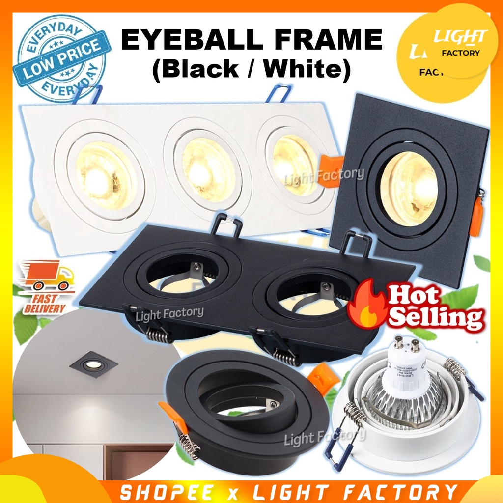 LED Eyeball Casing GU10 Bulb Replaceable Fitting Square Round Downlight