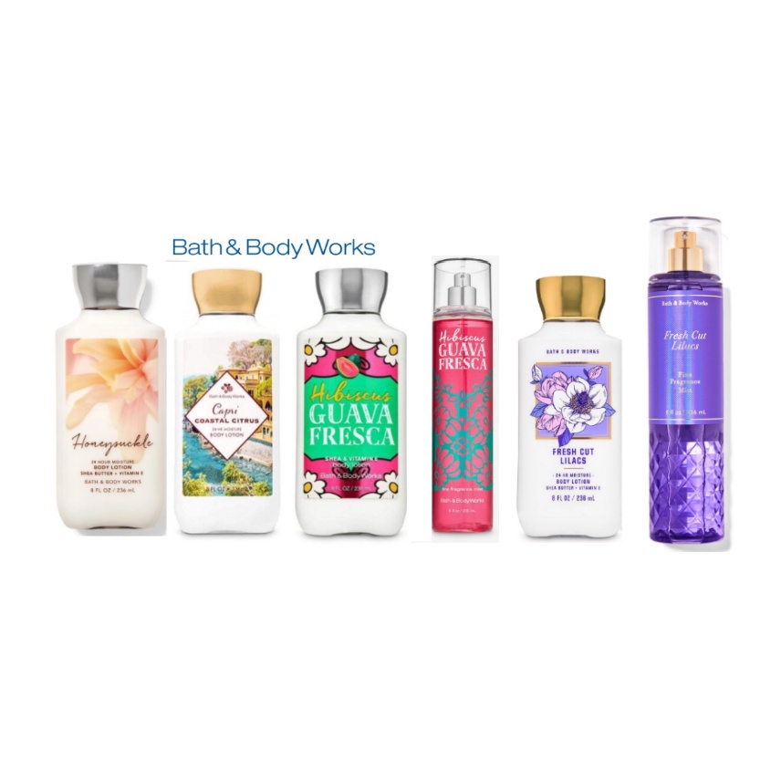 Bath & Body Works Fresh Cut Lilacs Mist Lotion / Hibiscus Guava Fresca