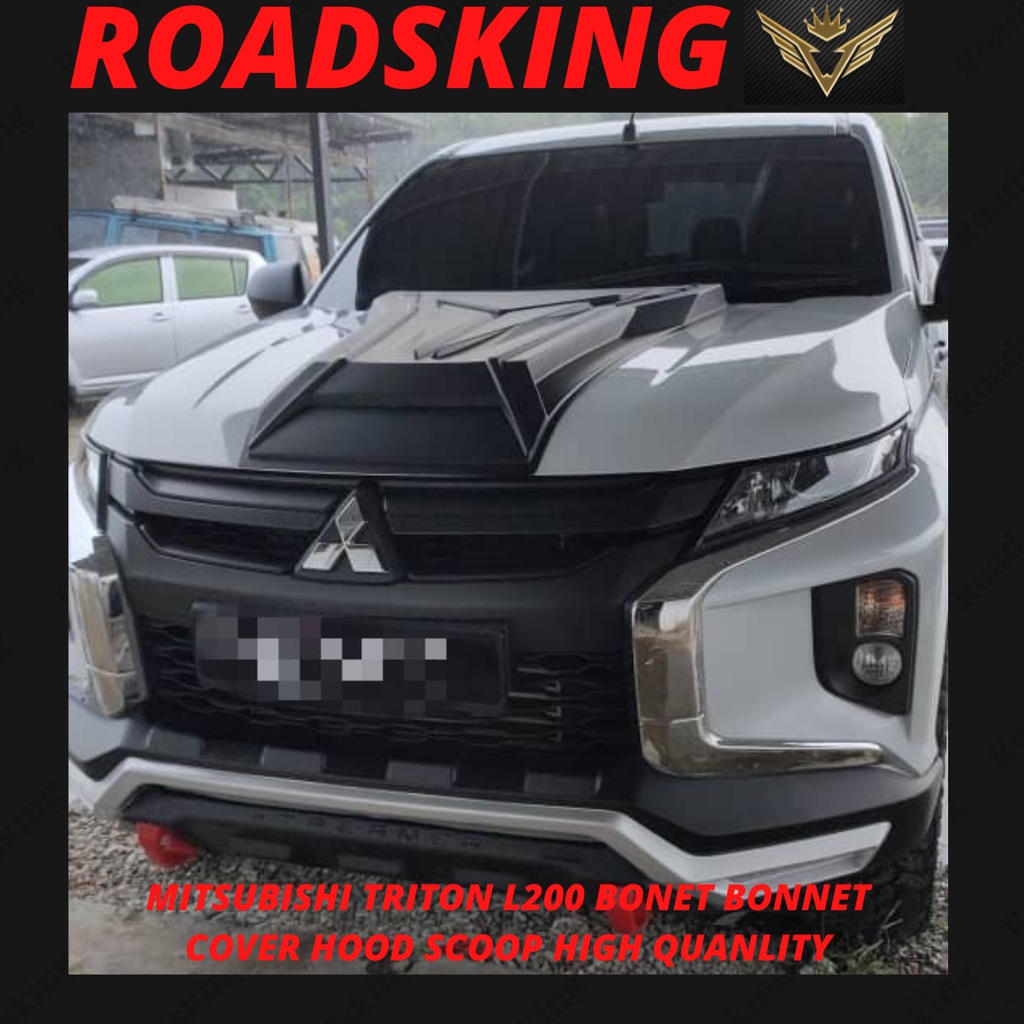 MITSUBISHI TRITON L200 2021 BONET BONNET COVER HOOD SCOOP [ MATTE BLACK ...