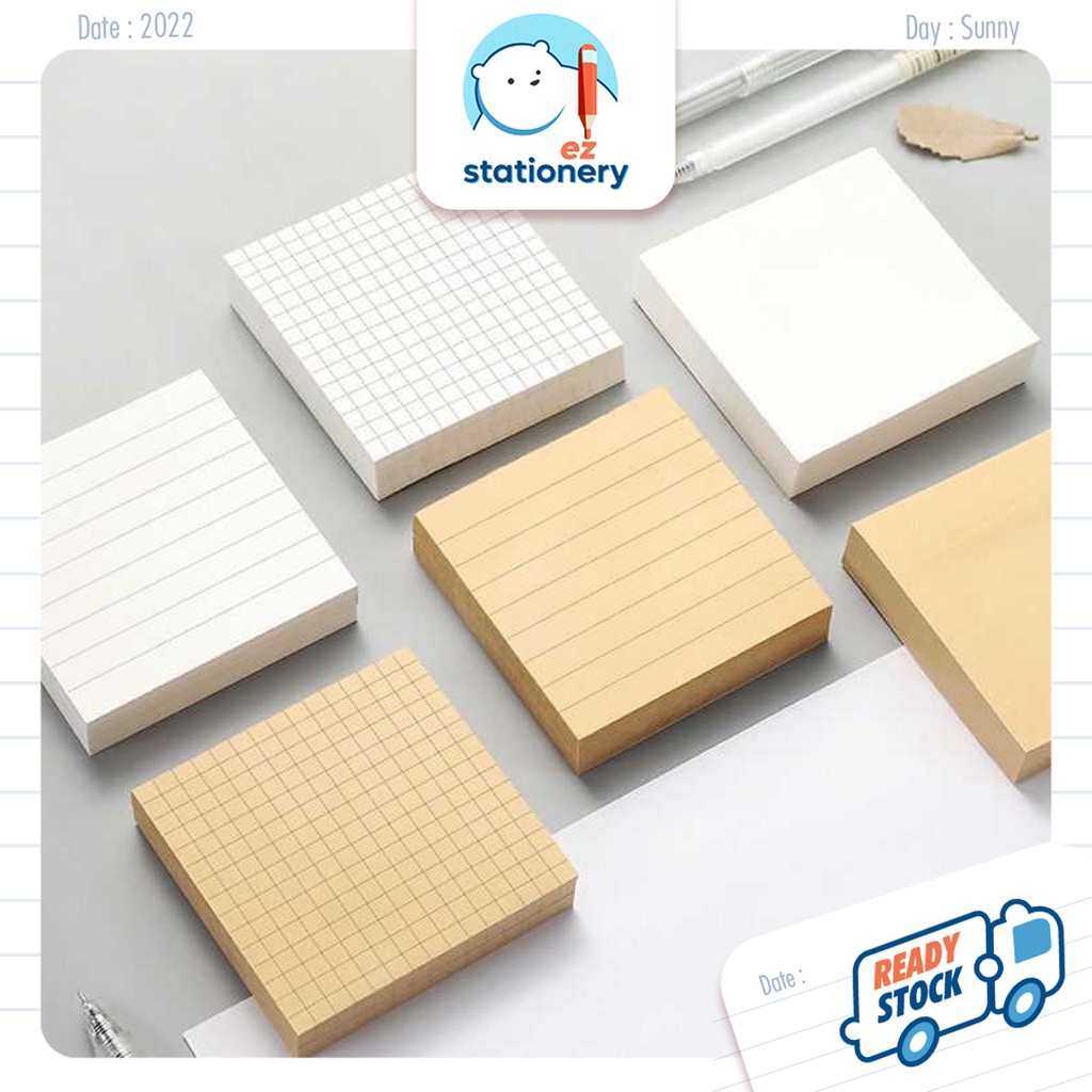 Ready Stock Kraft / White Sticky Note Memo Minimalist Craft Stick On Notes Student Stationery School Office Supplies