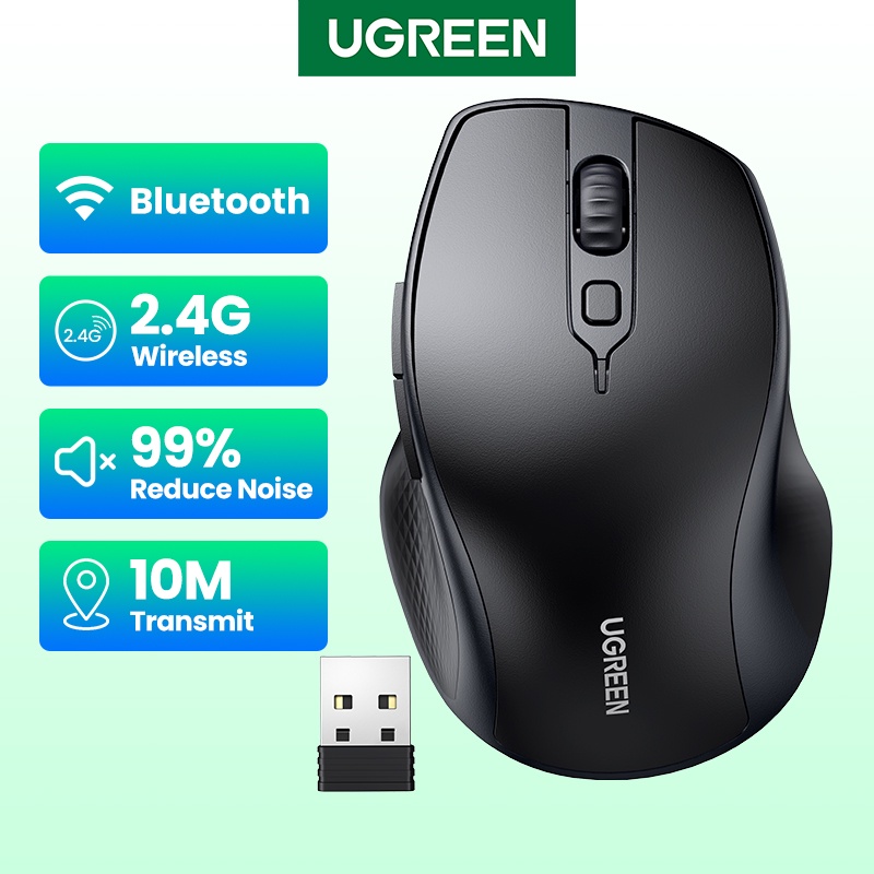 UGREEN Wireless Bluetooth Mouse With 5 Silent Buttons 2 4G Bluetooth 5 
