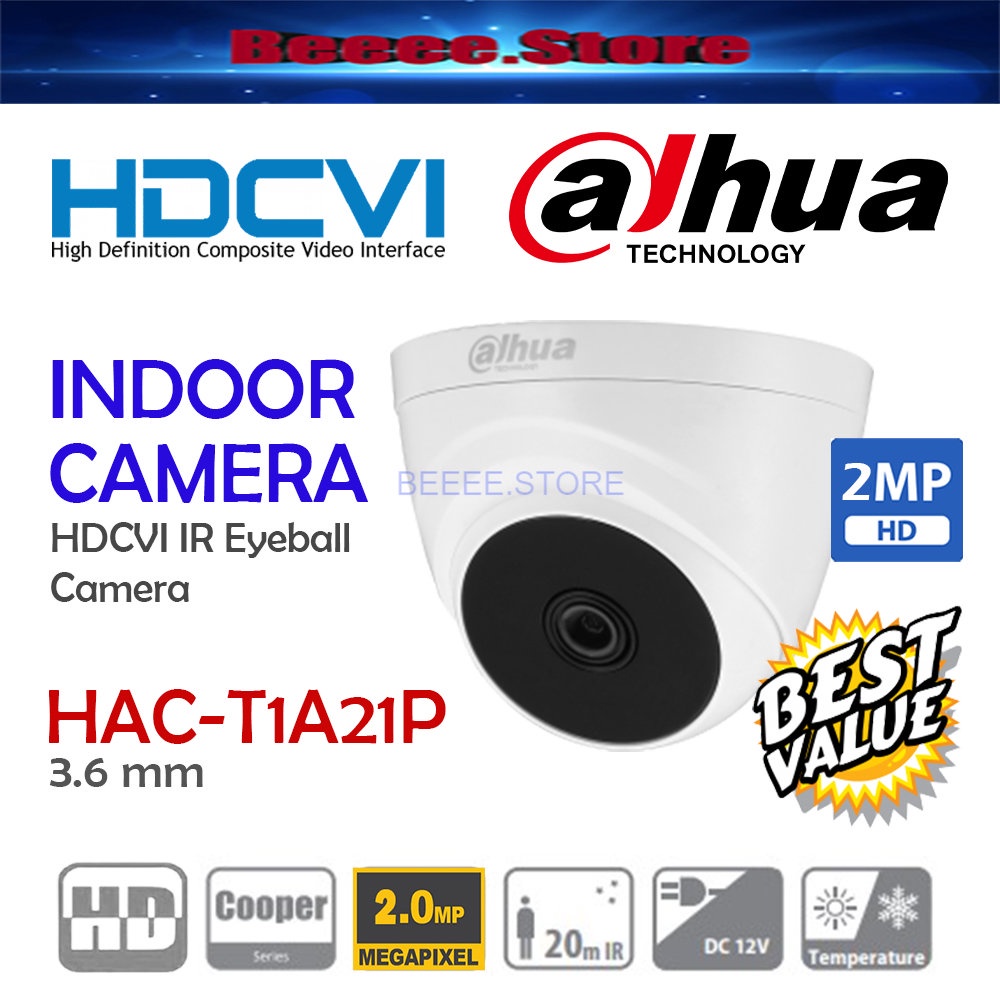 [ READY STOCK ] DAHUA DHHACT1A21P 2MP(1080P) IR HDCVI Dome Camera