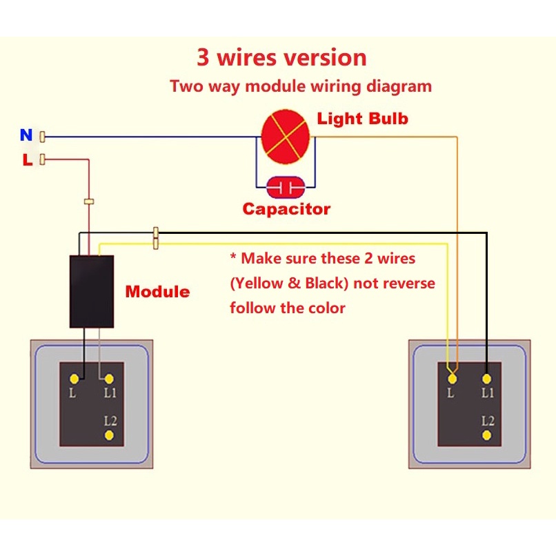 Smart Life app Tuya Wifi 2 way control Module switch (no neutral ...