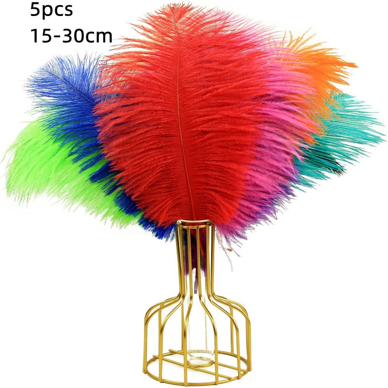 5Pcs Ostrich Feathers Plume DIY Dinning Table Centerpieces Decoration Accessories Jewelry Making Wedding Needlework Handicrafts