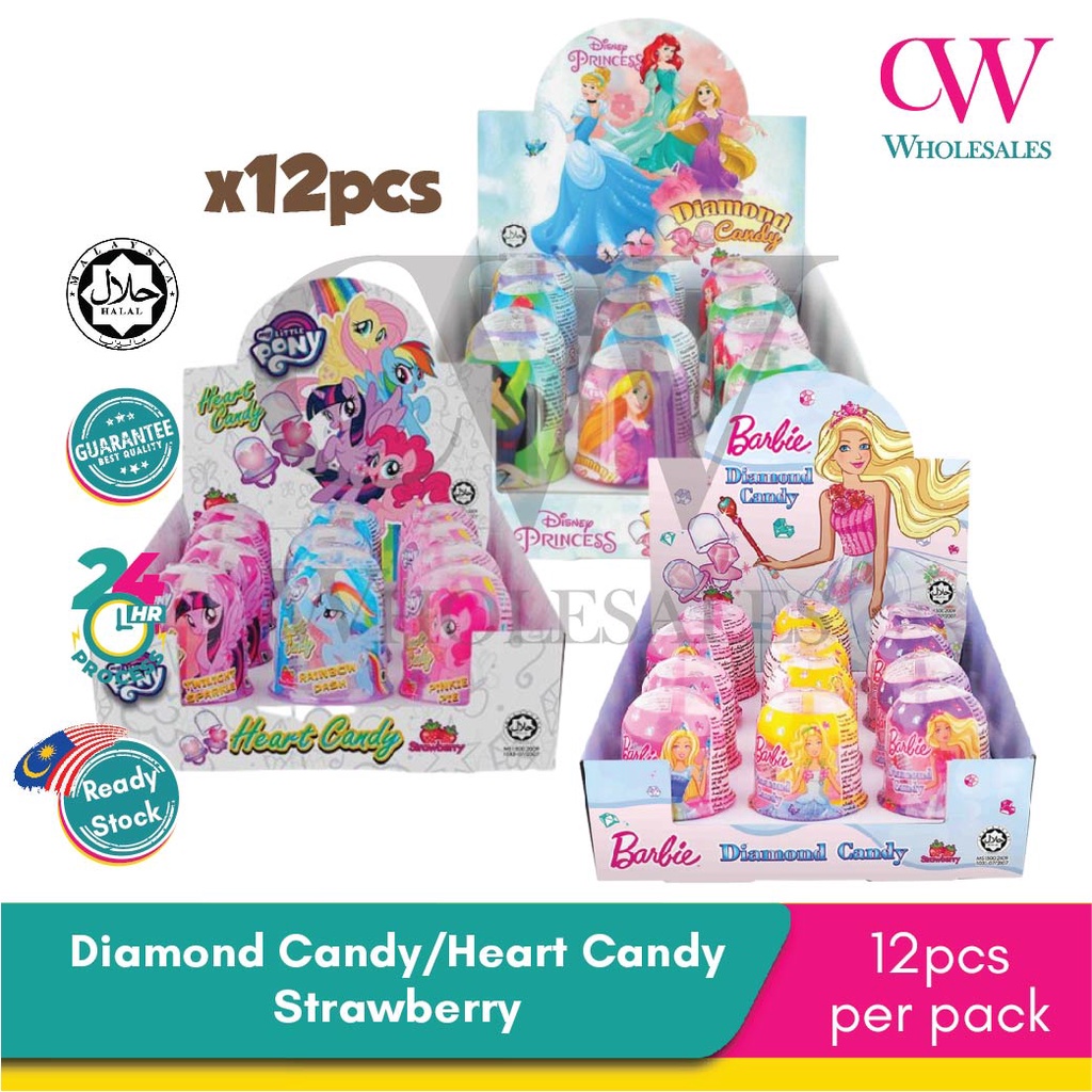 Little Pony Heart Candy 12pcs Disney Princess Diamond Candy Barbie