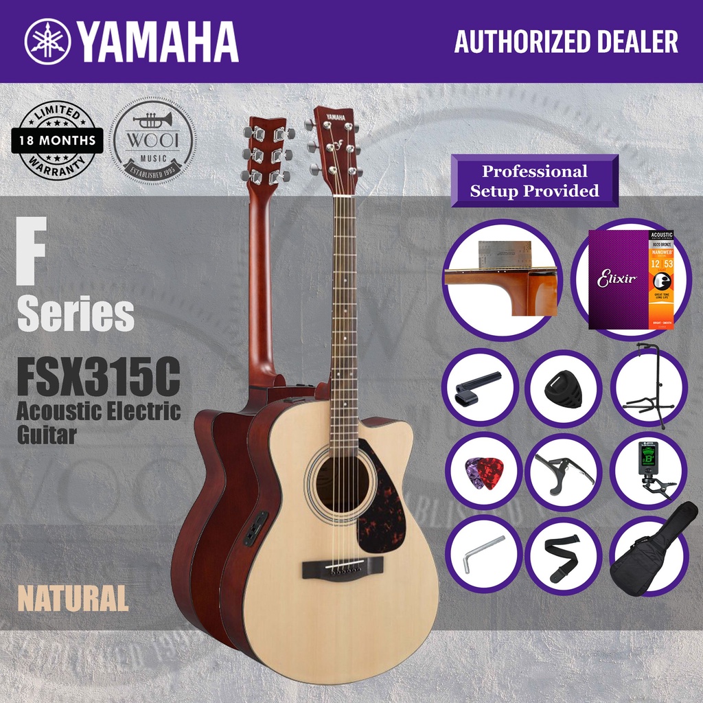 Yamaha FSX315C NAT F Series Acoustic Electric Guitar 40" Natural