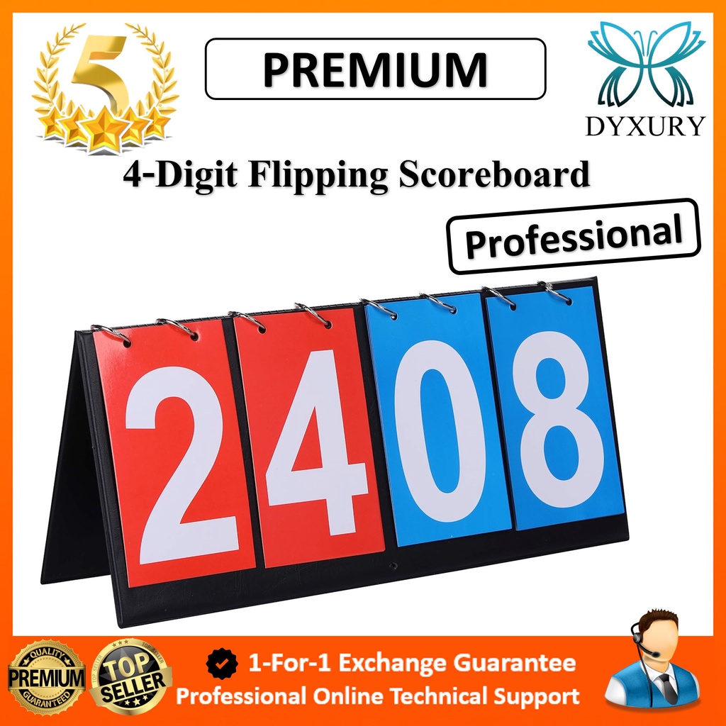 Premium Sport 4-Digit Flipping Scoreboard Sports Digit Scoreboard Soccer Volleyball Basketball Referee Coach Score Board