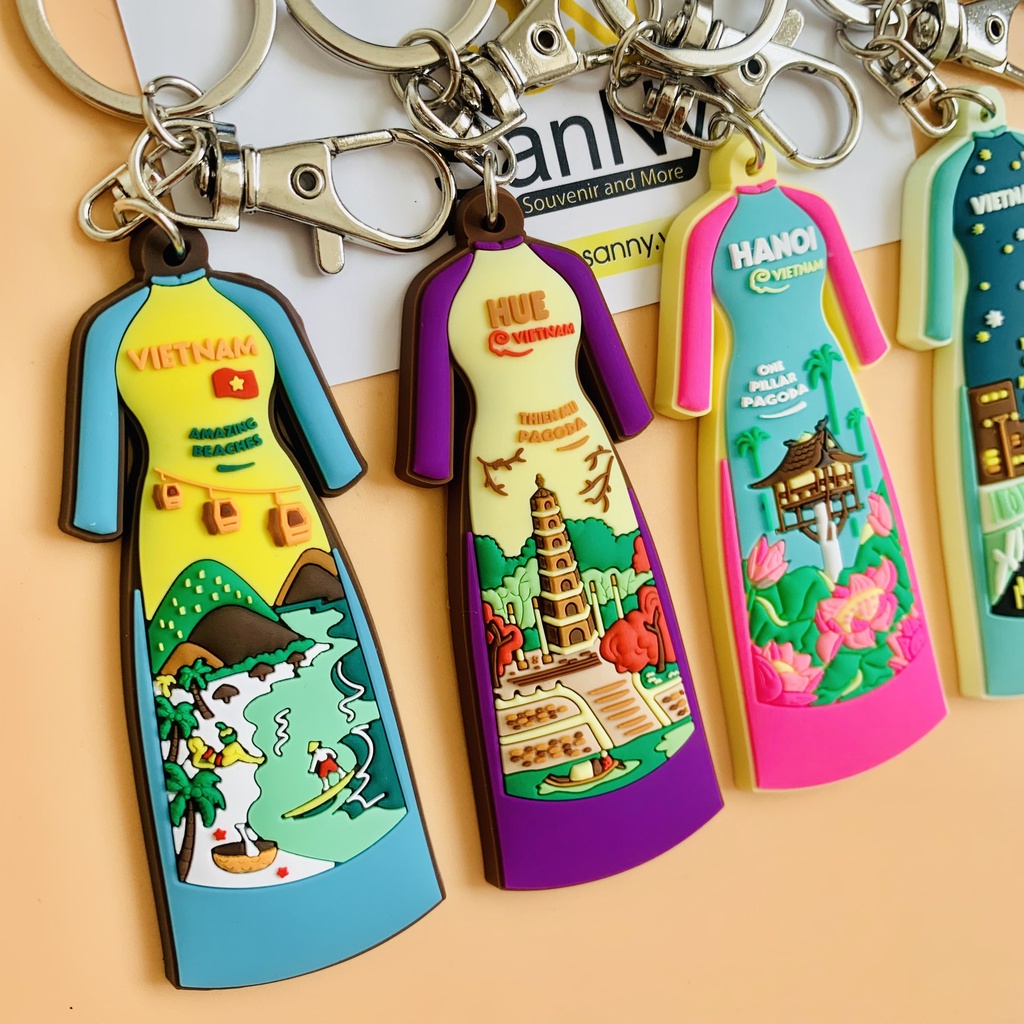 Vietnamese Souvenir Ao Dai Keychains Made Of PVC