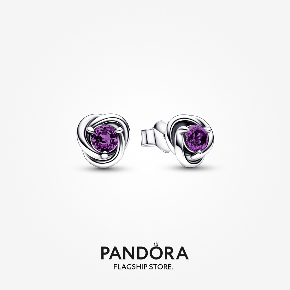 Pandora Purple Eternity Circle Stud Earrings