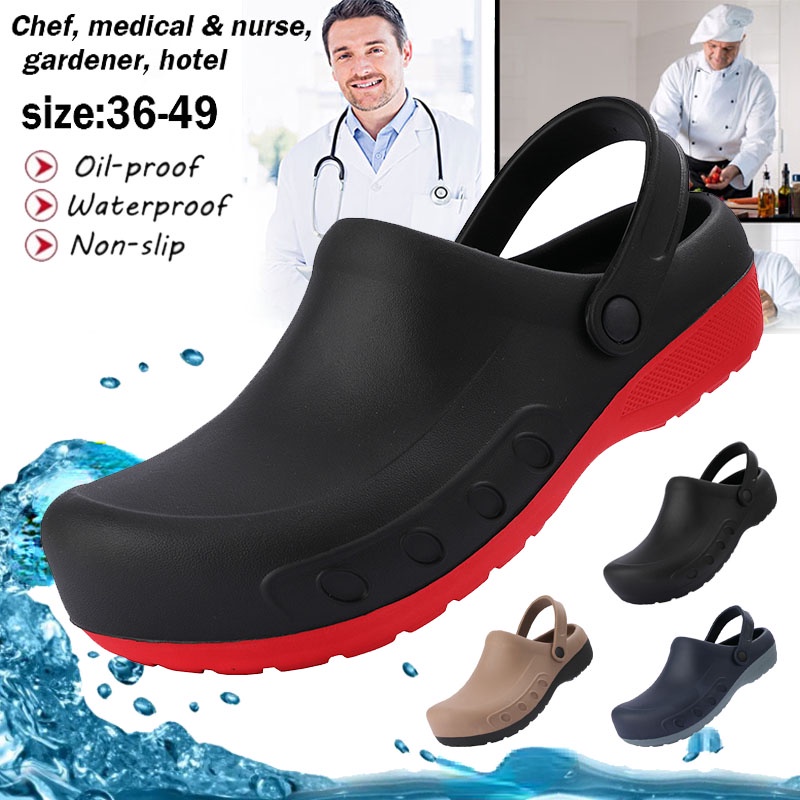 Men's and Women's Slippers Non-Slip Nursing Chef Clogs Shoes EVA Non-slip  Waterproof Oil-proof for Hotel Restaurant Chef Safety Working Shoes Kitchen  Garden Bathroom Slippers Slip | Shopee Malaysia