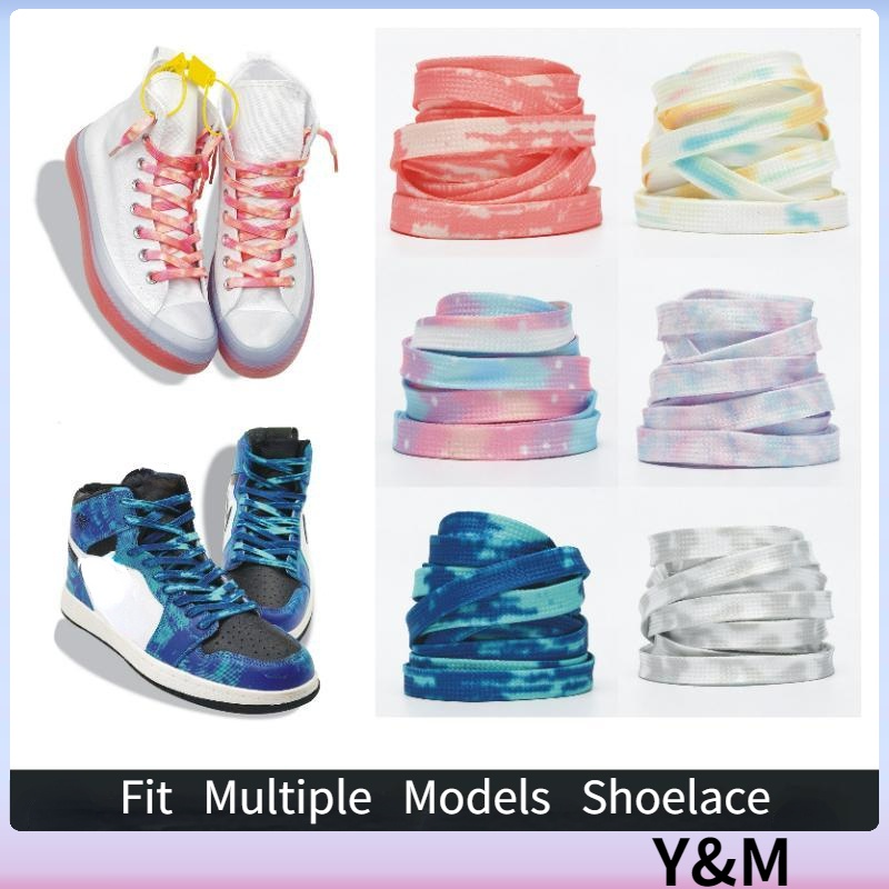 Tie-Dye Shoelace Creative colorful flat shoelaces canvas shoe laces Sports Sneakers Accessories tali kasut 扎染鞋带 YM11