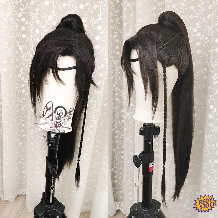 Chinese ancient costume rambut palsu lelaki Cosplay Wig Dan TangKou shaw policy Ann wig ChiYe will go to wine Shen Lanzhou beauty tip ink