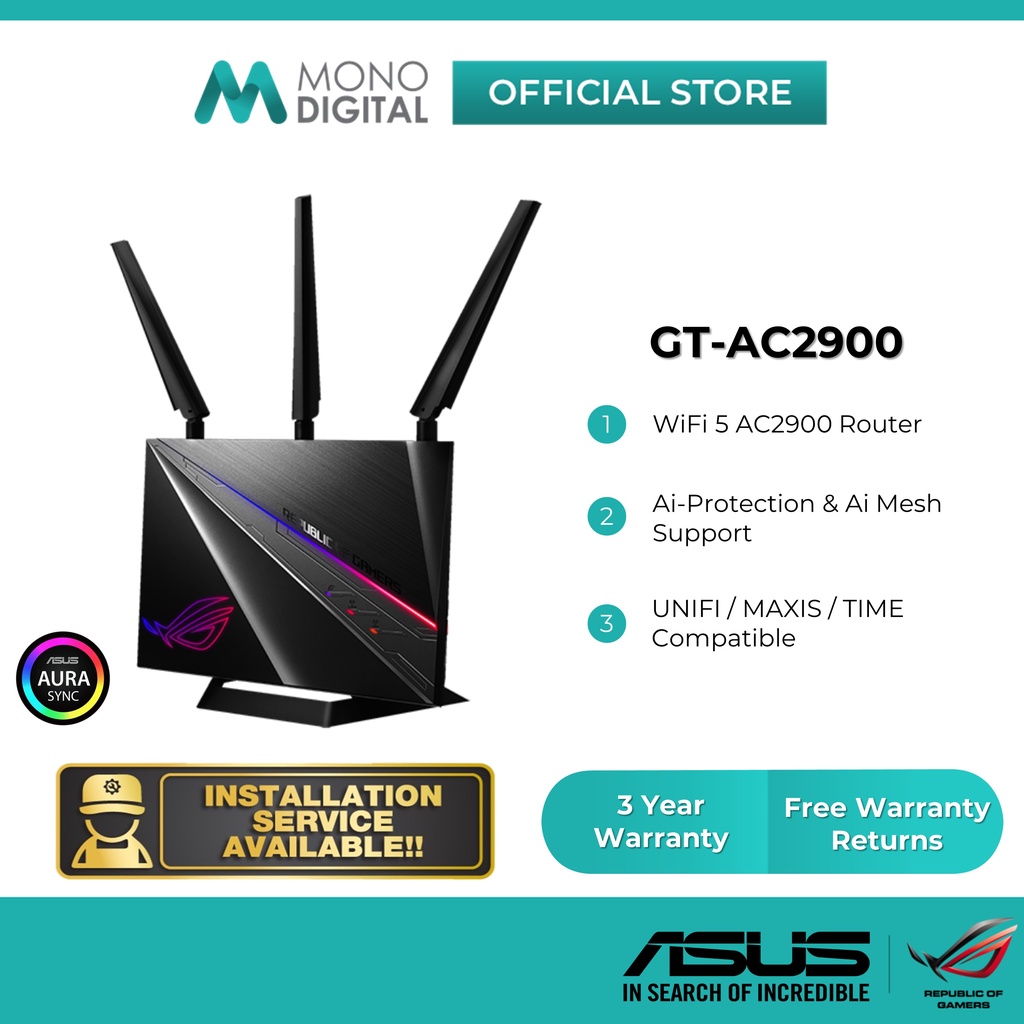 ASUS ROG Rapture GTAC2900 Dual Band Router AC2900 WiFi 5 AiMesh