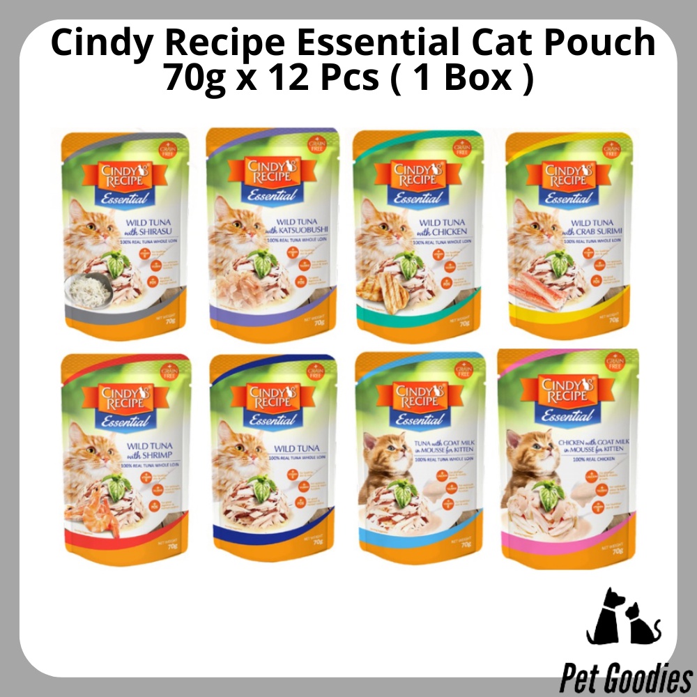 Cindy Recipe Essential Cat Pouch 70G x 12 Pcs ( 1 Box ) | Shopee Malaysia