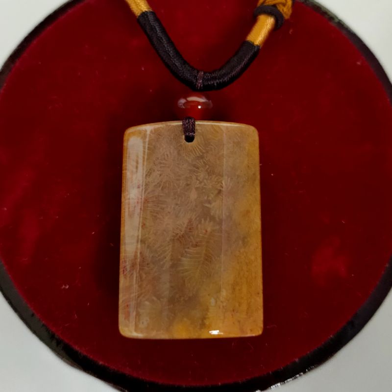 珊瑚玉吊坠(包括绳链) Jade Pendant(with necklace)