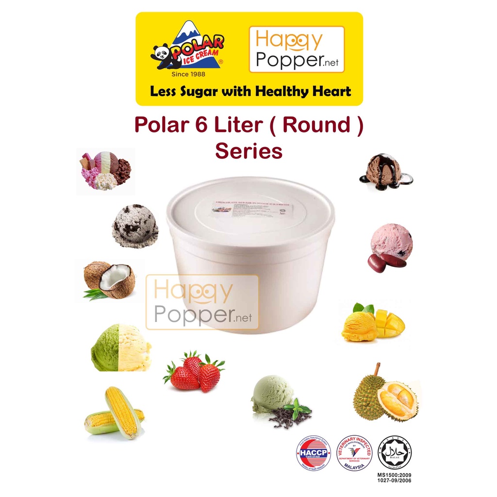 Happypopper Polar Ice Cream Scoop 6 Liter 6liter Round Tub Frozen Snack Aiskrim