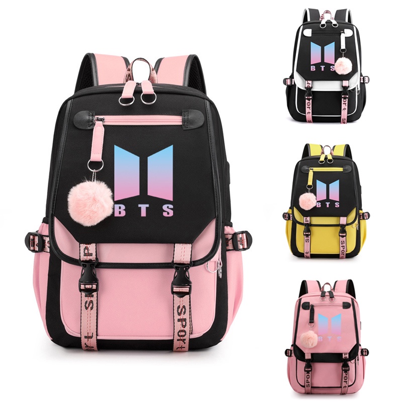 BTS Korean Style School Bag Student Bag Travel Backpack Woman Shopee
