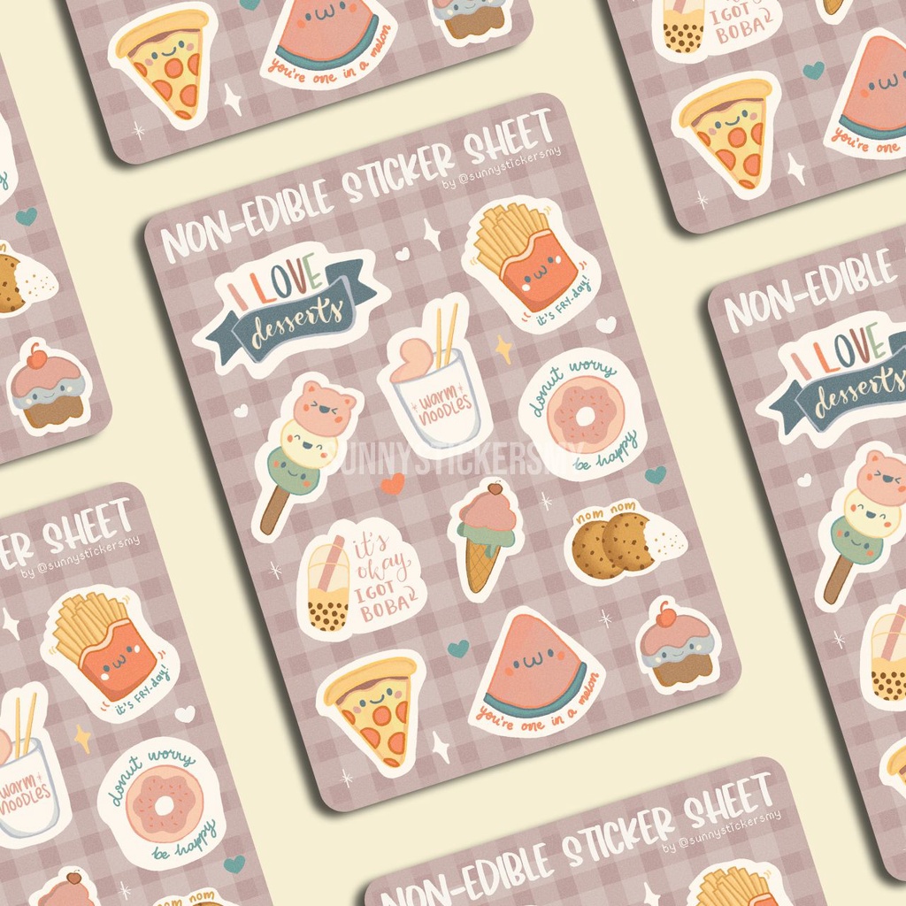 [A6 Sticker Sheet] Non-edible Sticker Sheet Kawaii Food and Desserts ...