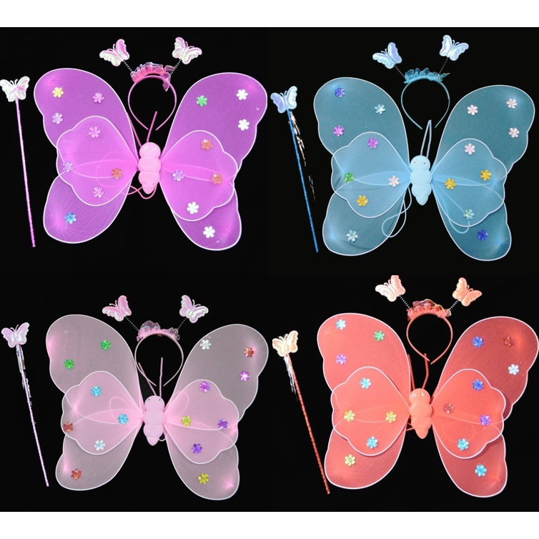 MSIA Ready Stock/ Sequin Butterfly Wings Headband Fairy Stick Costume ...