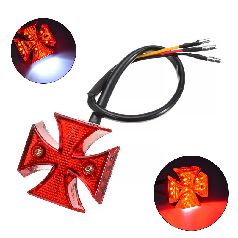 1PC Classic Motorcycle Cross LED Rear Tail Brake Stop Light Quad ATV Dirt Bike License Plate Lamp DC 12V For Honda DWU2