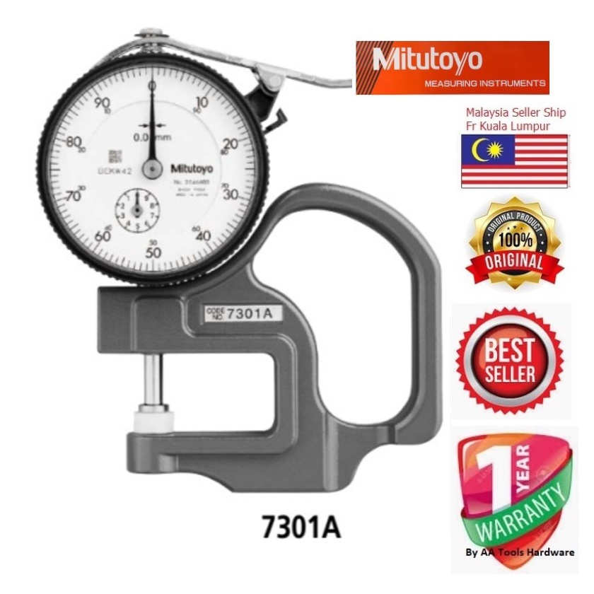 010mm Mitutoyo 7301 Dial Indicator Thickness Gauge 0.01mm 2022 LATEST NEW MODEL 7301A (NEW