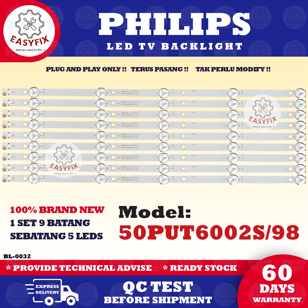 50PUT6002S/98 PHILIPS 50 INCH LED TV BACKLIGHT ( LAMPU TV ) 50PUT6002S 50PUT6002 50PUT6002S 98 50put6002s