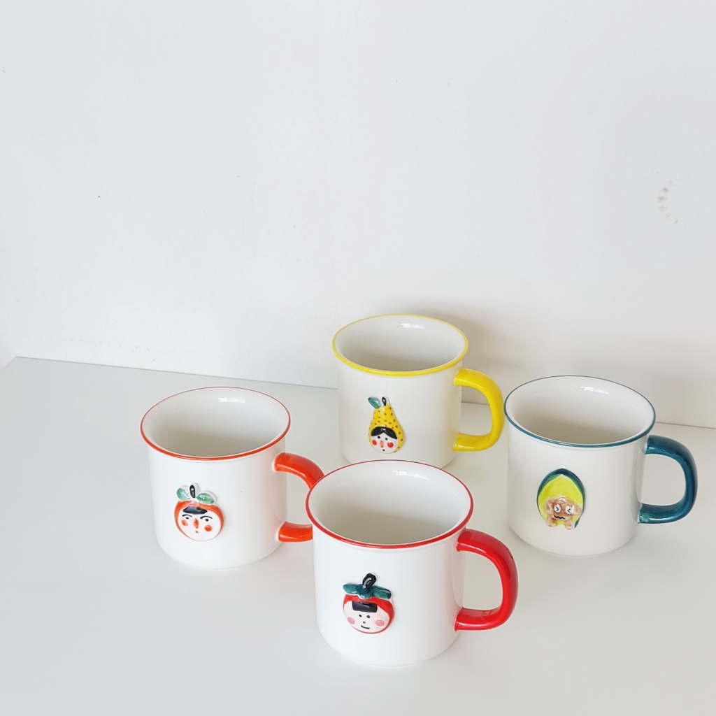 HICCUP ceramic ugly cute mug Ins thick korean style aesthetic vintage cup gift Hadiah Cawan Seramik comel 水果卡通3D马克杯子陶瓷