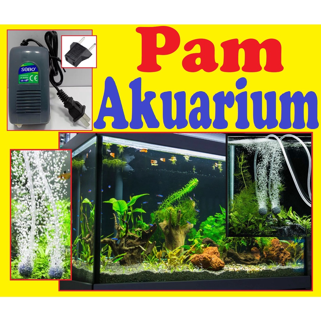 AC Oxygen Air Pump Aquarium Fish Water Filter Pum Pam Udara Angin