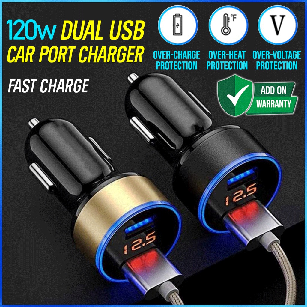 AP 1PC 3.1V Dual USB Car Port Charger Kereta Usb LED Voltage Indicator ...