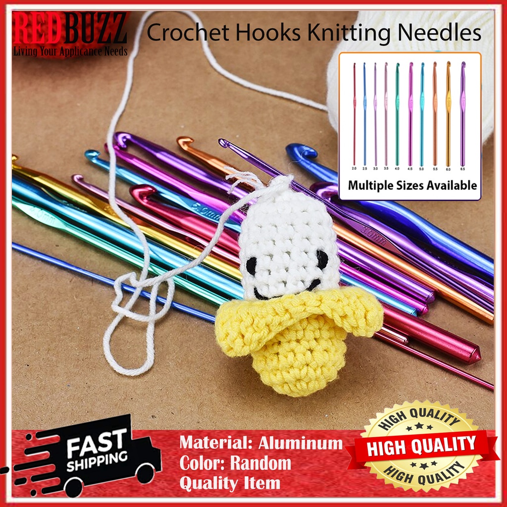 REDBUZZ Jarum Kait Aluminum (2.0-10.0mm)/Aluminum Crochet Hook Knitting ...