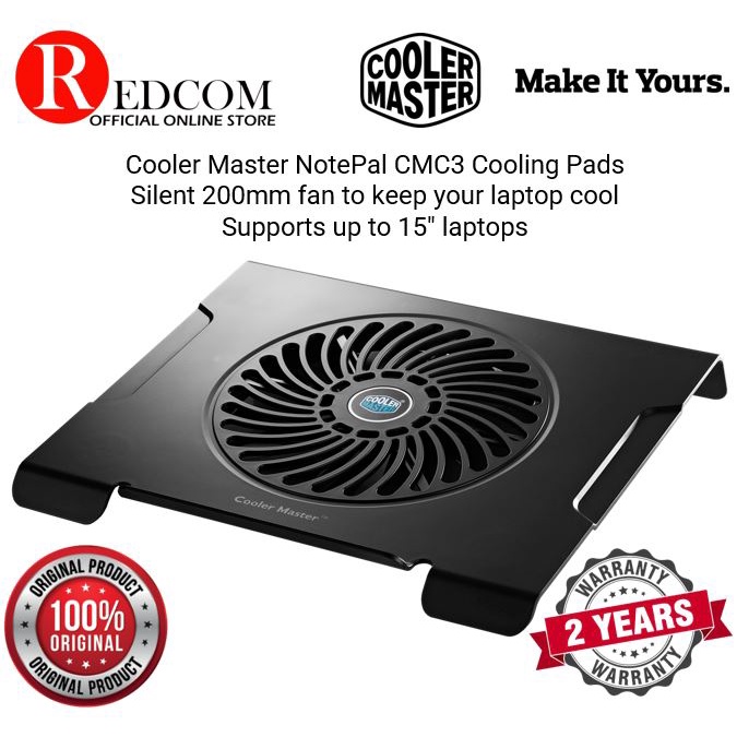 Cooler Master Notepal CMC3 Cooling Pads Silent 200mm fan to keep your laptop cool Supports