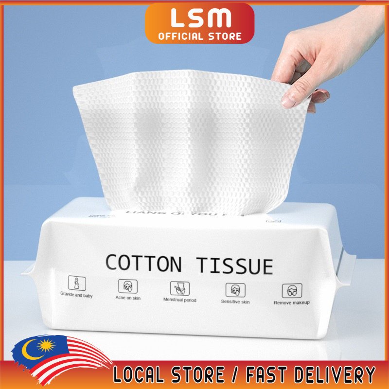LSM 100 PCS Cotton Tissue Disposable Facial Tissue for Adults and