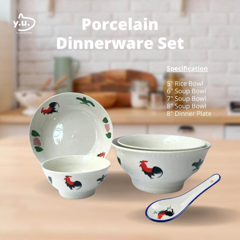 Yu Ready Stock Traditional Classic Chinese Rooster Ceramic Rice Bowl Rooster Soup Bowl | 怀旧鸡公饭碗